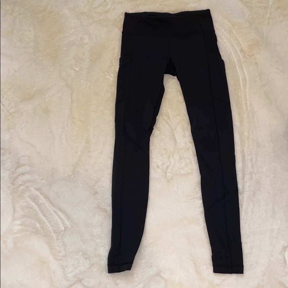 Black lululemon leggings (called Fast and Free)